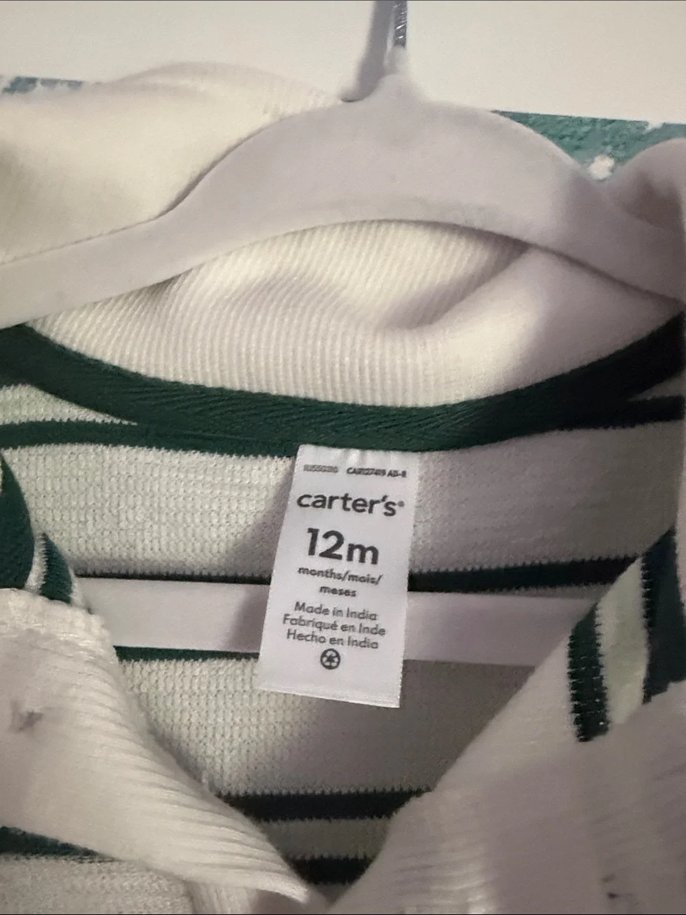 Carter's White and Green Striped Polo One-Piece pickleball Romper